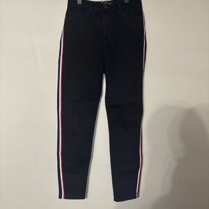Banana Republic Women's Black Jeans with Red and White Stripes